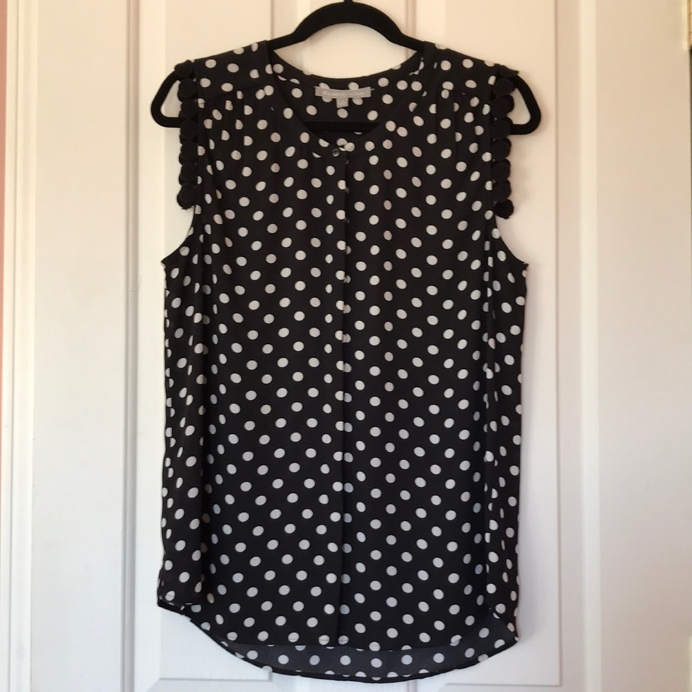 Stitch Fix Daniel Rainn B&W Polka Dot Sleeveless Blouse